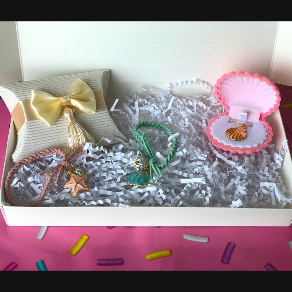 Mermaid necklace hair tie gift set